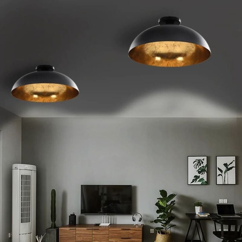 foto del prodotto lampadari 2 pz nero e oro semi sferici e27 vidaxl