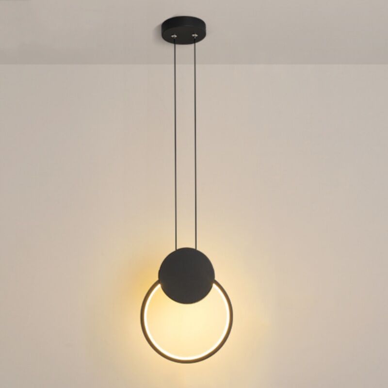 foto del prodotto lampadari a sospensione led moderno lampada da soffitto rotondi creativa plafoniera metallo luce bianco caldo