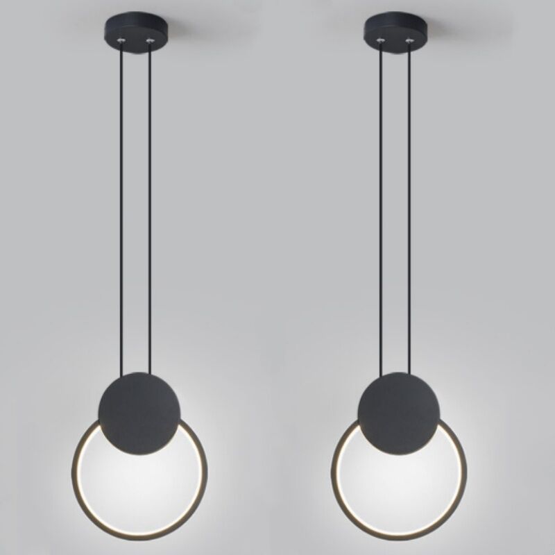 foto del prodotto lampadari a sospensione led moderno lampada da soffitto rotondi creativa plafoniera metallo luce bianco fredda 2 pezzi