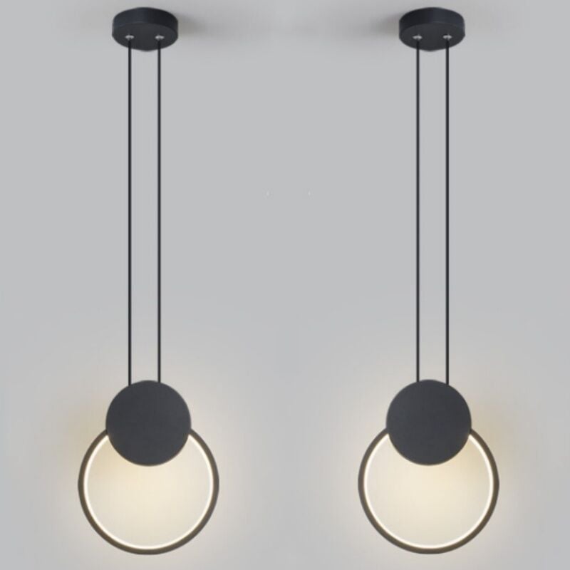 foto del prodotto lampadari a sospensione led moderno lampada da soffitto rotondi creativa plafoniera metallo luce neutra 2 pezzi