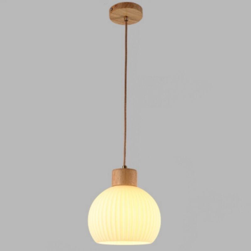 foto del prodotto lampadari a sospensione moderno lampada a soffitto vetro legno plafoniera regolabile 20cm