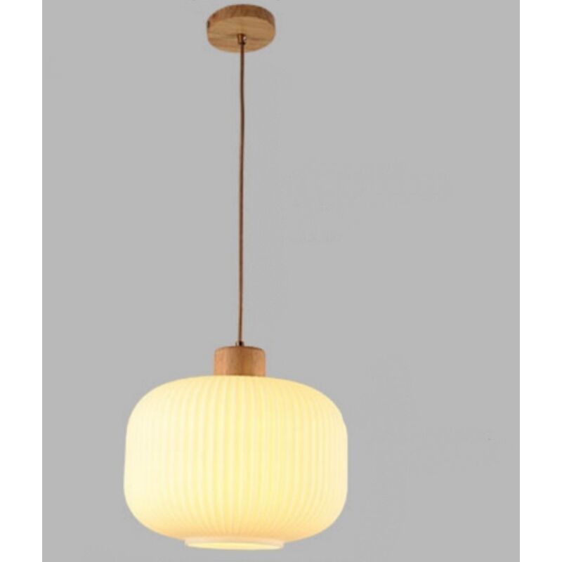 foto del prodotto lampadari a sospensione moderno lampada a soffitto vetro legno plafoniera regolabile 25cm