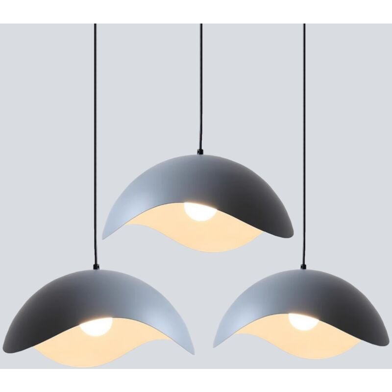 foto del prodotto lampadari a sospensione vintage industriale lampadario soffitto metallo plafoniera regolabile grigio 30cm 3 pezzi