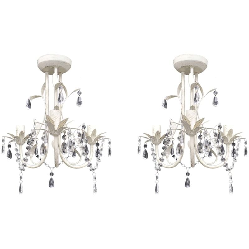 foto del prodotto lampadari con pendenti in cristallo 2 pz bianco elegante vidaxl