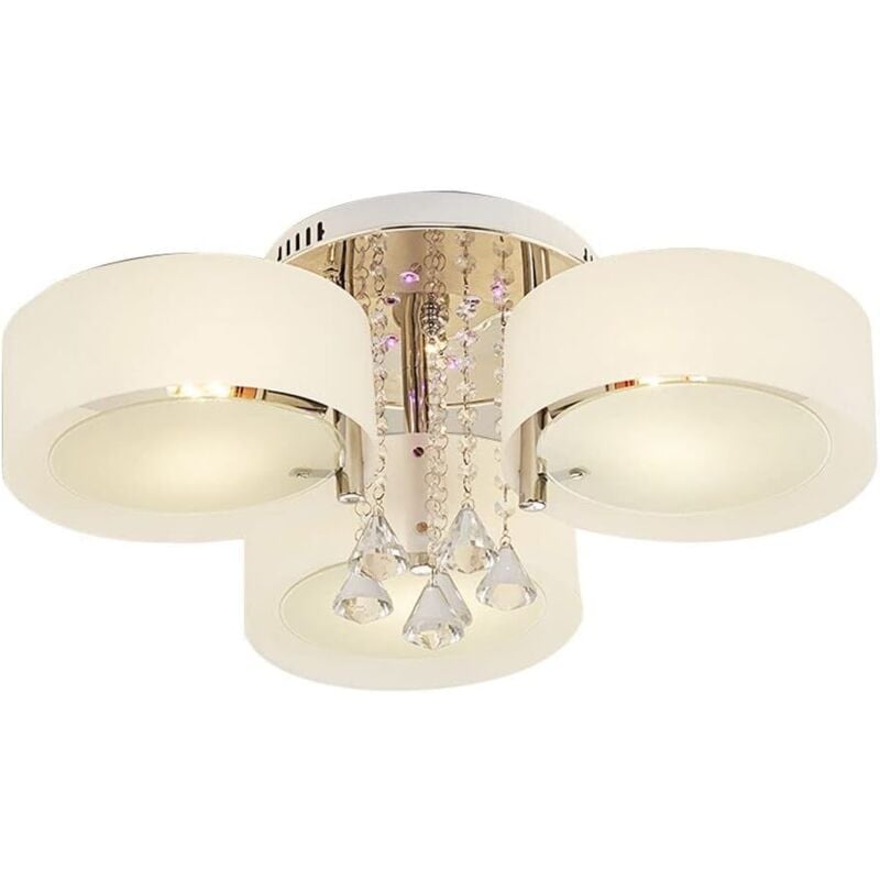 foto del prodotto lampadario 3 fiamma, lusso circolare lampadario rgb led lampada da soffitto di cristallo e27 con telecomando 3 teste 