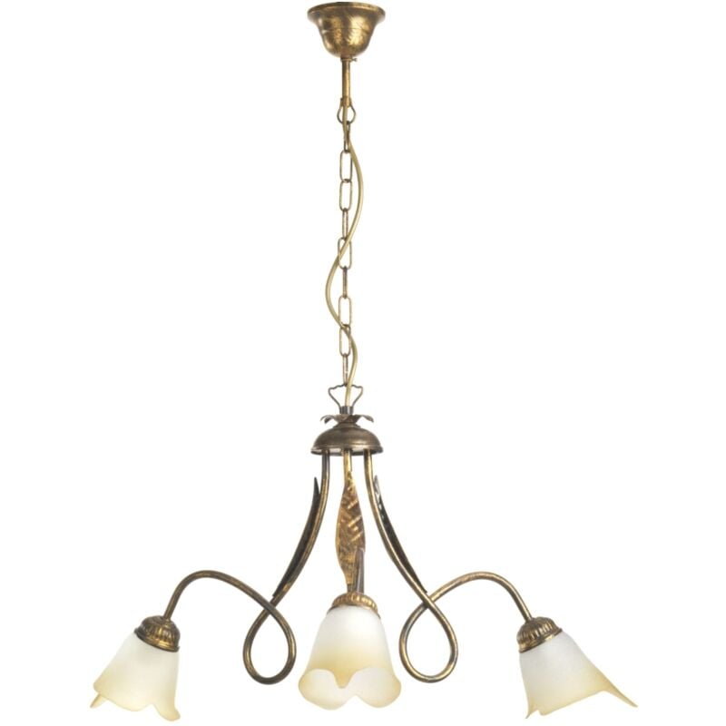 foto del prodotto lampadario 3 luci in metallo color bronzo, e14