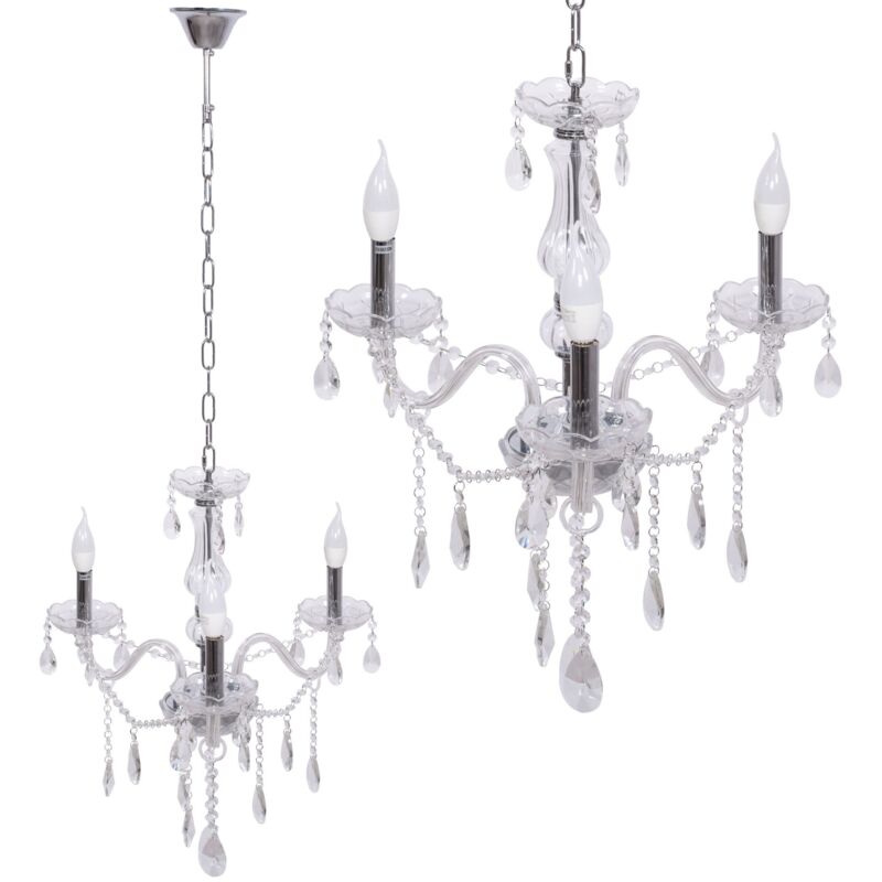 foto del prodotto lampadario 300752 cristallo cromo 3 punti luce e14 60x60x58cm