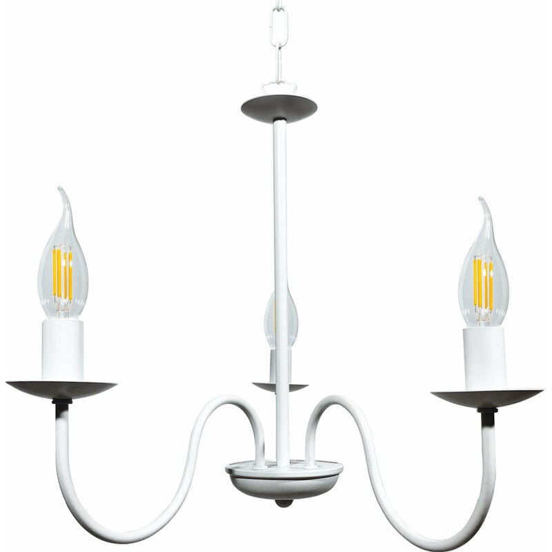 foto del prodotto lampadario 3xe14 montatura verniciata bianco e energy nicla