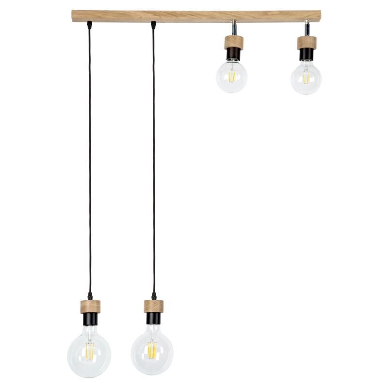 foto del prodotto lampadario 4 luci clartina metallo e legno, e27