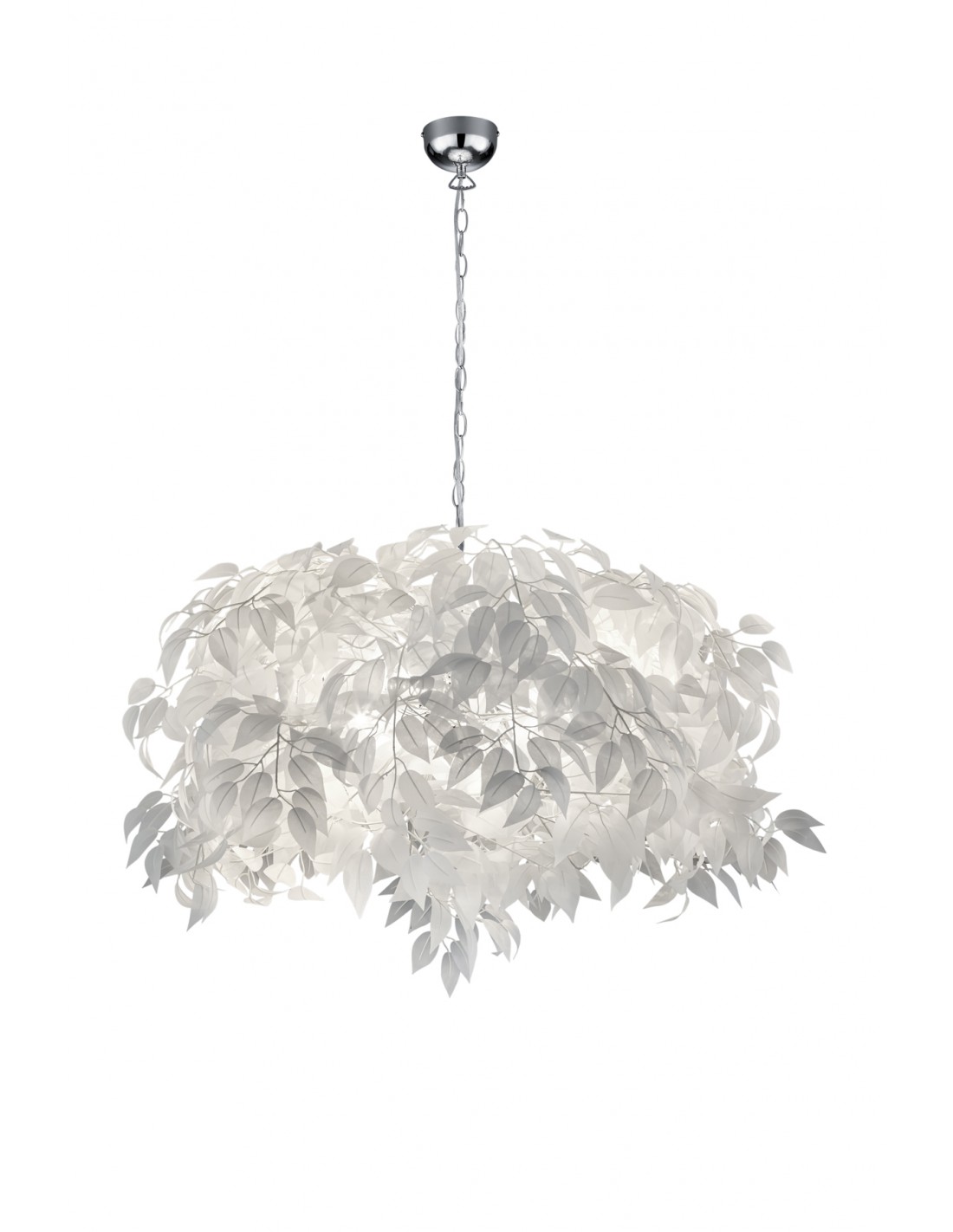 foto del prodotto lampadario 4 luci foglie bianche lavabili leavy 70 cm trio lighting