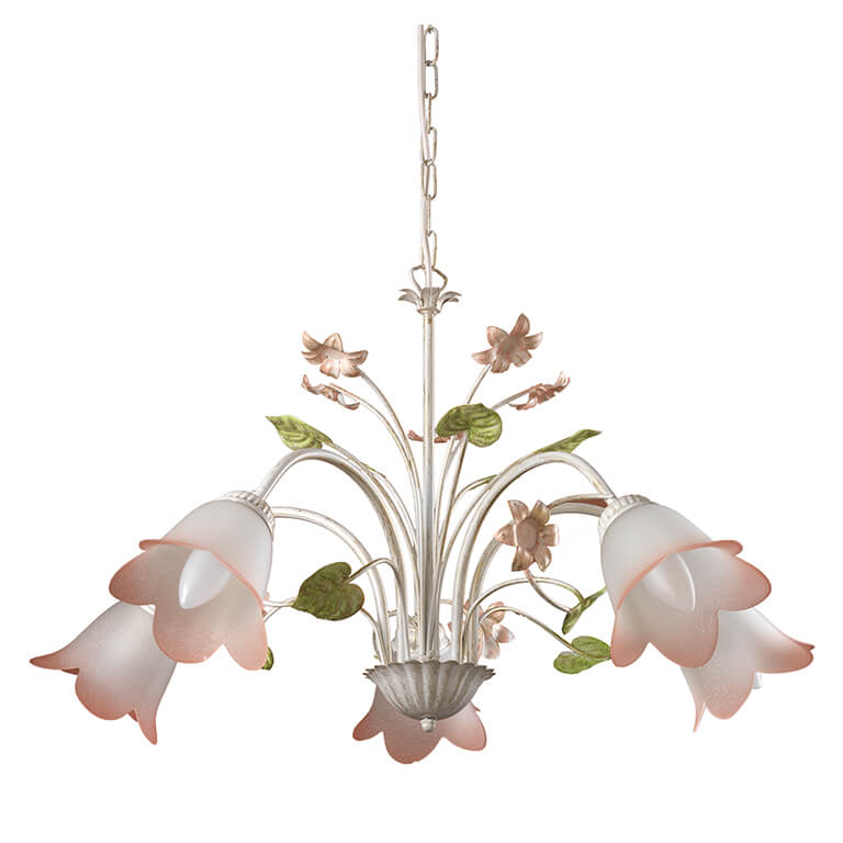 foto del prodotto lampadario 5 luci botton d'oro