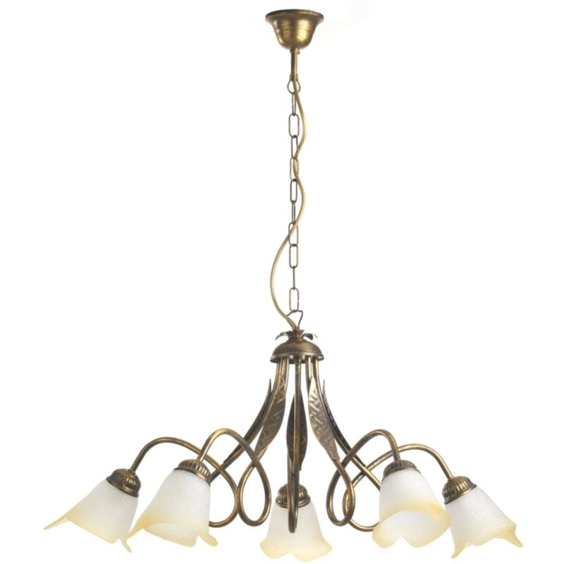 foto del prodotto lampadario 5 luci in metallo color bronzo, e14