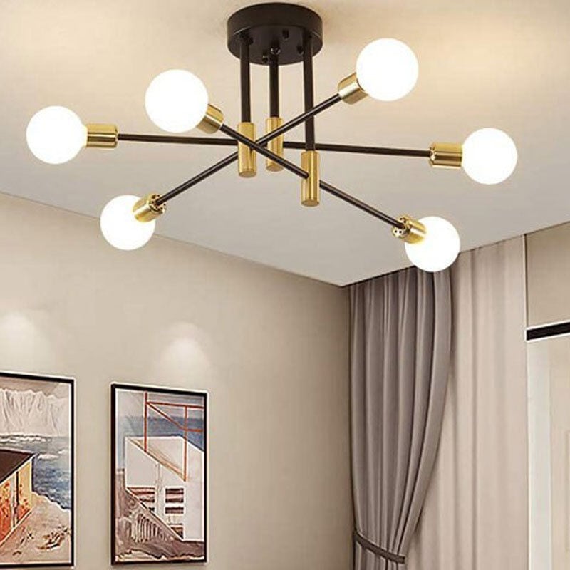 foto del prodotto lampadario, 6 pezzi plafoniera di forma creativa, lampada da soffitto nordica minimalista per soggiorno, sala da pranzo, camera da letto, stile di