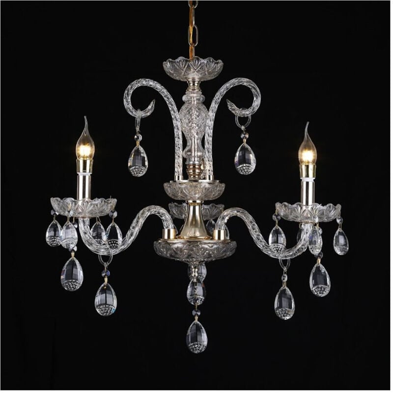 foto del prodotto lampadario a 3 bracci classico a sospensione lampada impero barocco cristalli 92471 trade shop traesio