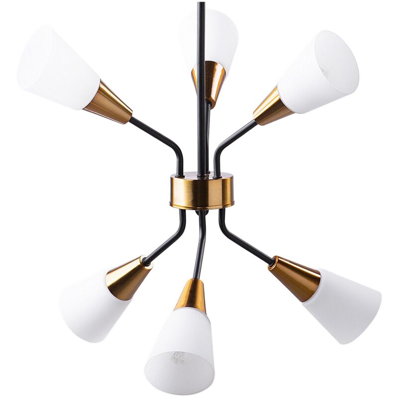 foto del prodotto lampadario a 6 punti luce in metallo bianco oro aroyo vi