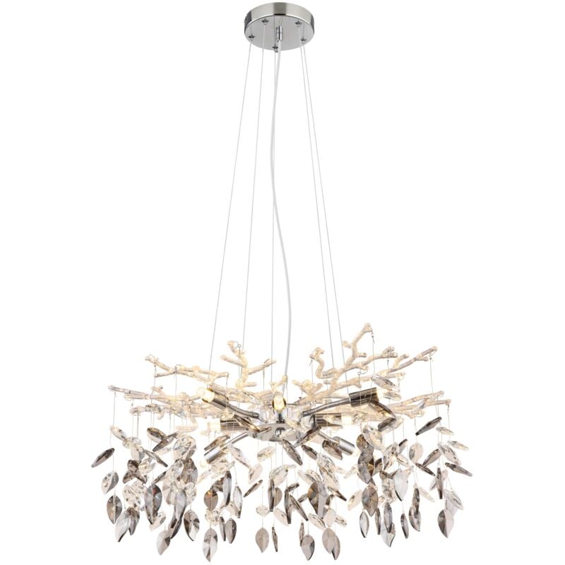 foto del prodotto lampadario a candelabro danna cromo con vetro fumo 8 x g9