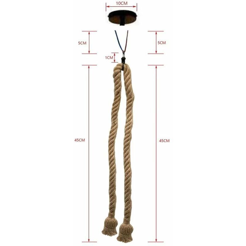 foto del prodotto lampadario a corda lampada a sospensione industriale lampada a corda lampadario industriale lampada a corda di canapa lampada da soffitto 100cm, 