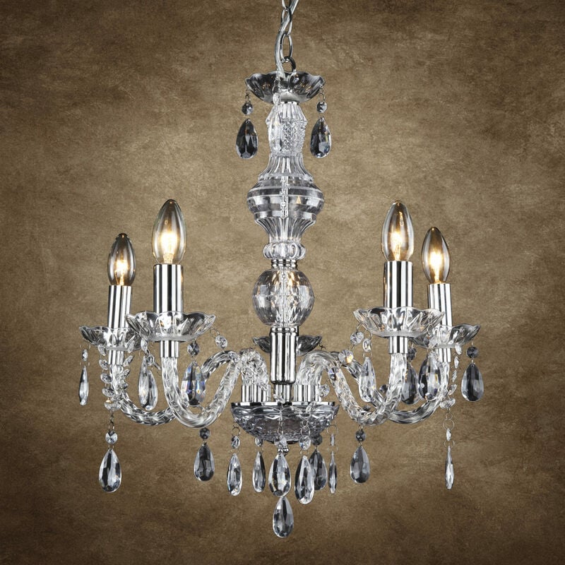foto del prodotto lampadario a corona con 5 bracci 52 cm colore cromo lux.pro