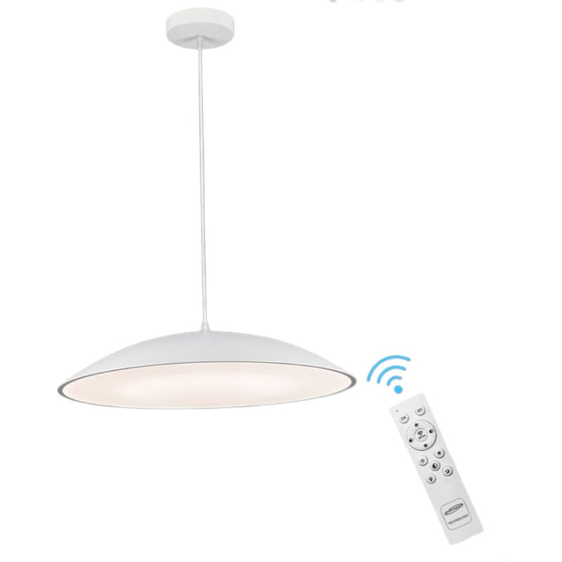 foto del prodotto lampadario a led a sospensione 46 watt 3 colorazione di luce dimmerabile con telecomando lampada da cucina soggiorno bianco