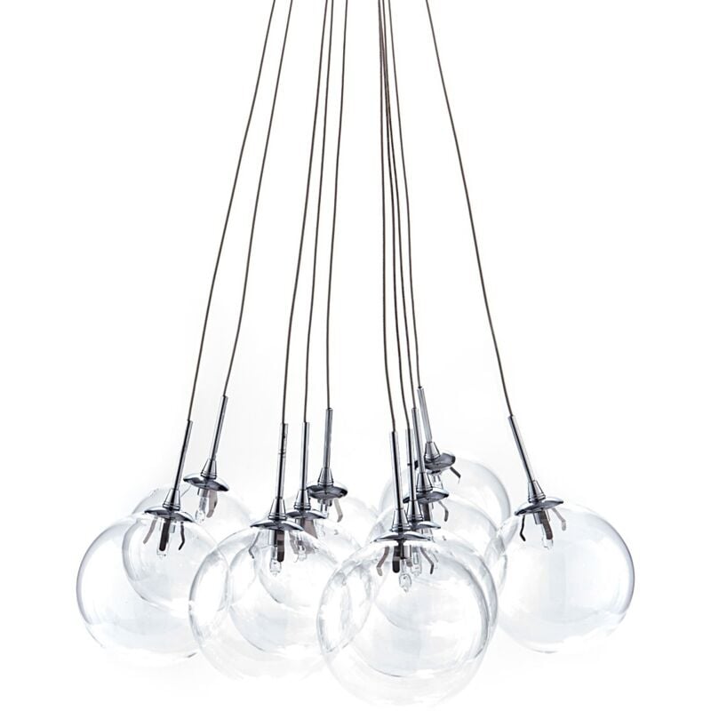 foto del prodotto lampadario a sfere in vetro trasparente cm. .45 x h.80