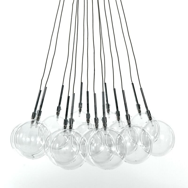 foto del prodotto lampadario a sfere in vetro trasparente cm 60 x h80