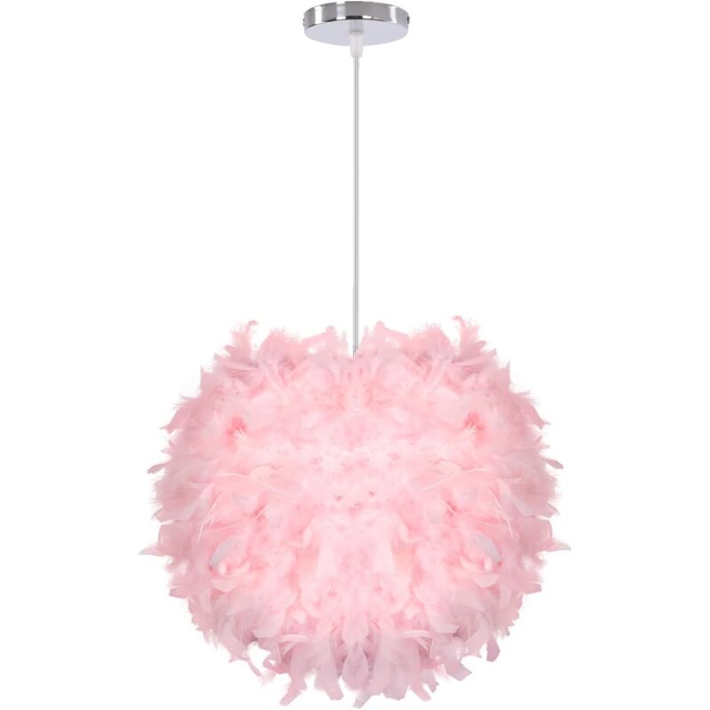 foto del prodotto lampadario a sospensione 30cm plafoniera lampadario a sospensione in piuma rosa illuminazione per camera da letto soggiorno rosa rapanda