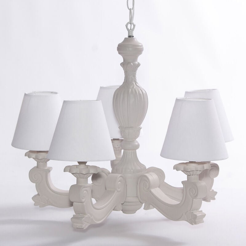 foto del prodotto lampadario a sospensione 46 a 5 bracci design shabby tortora