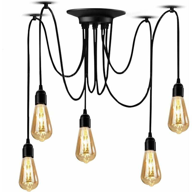 foto del prodotto lampadario a sospensione 5 bracci lampadario a forma di ragno luce pendente stile vintage per sala da pranzo camera da letto hotel e27