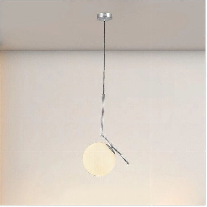 foto del prodotto lampadario a sospensione attacco e27 argento con sfera vetro moderno minimal 33474 - - trade shop traesio