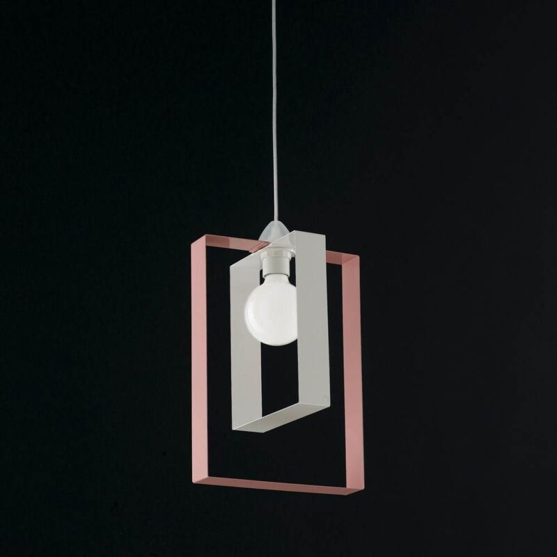 foto del prodotto lampadario a sospensione bianco rosa con rettangoli duplo bonetti