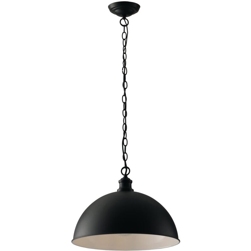 foto del prodotto lampadario a sospensione charleston in metallo nero con interno bianco 