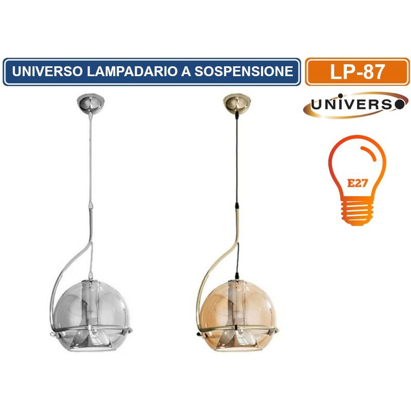 foto del prodotto lampadario a sospensione con lampada pendente in vetro ruotabile attacco e27 colore oro