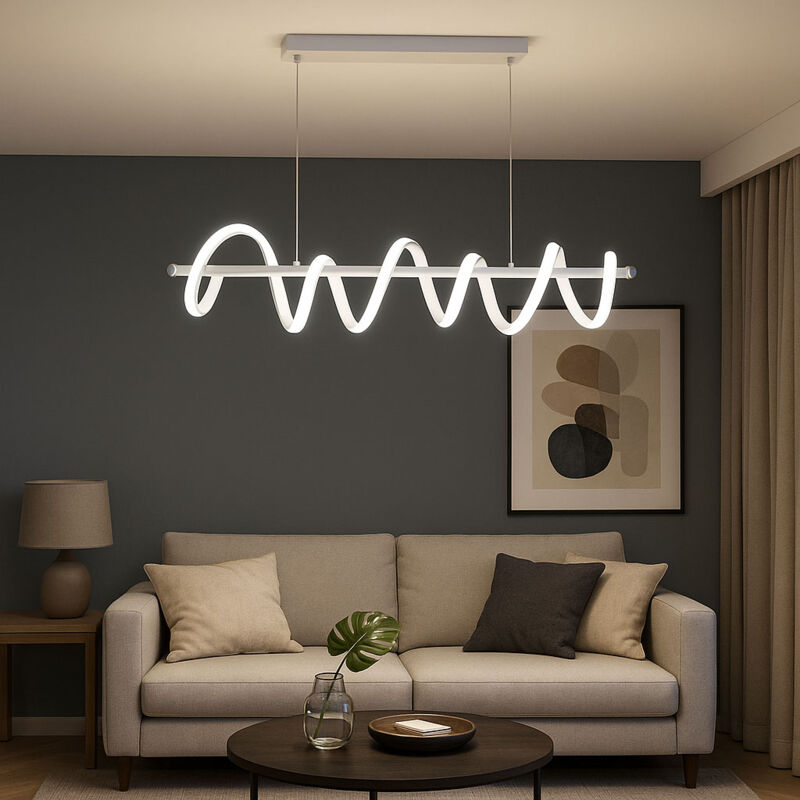 foto del prodotto lampadario a sospensione con luci a led da soffitto stile moderno twister 4800 lumen 60w luce bianca fredda 6500k