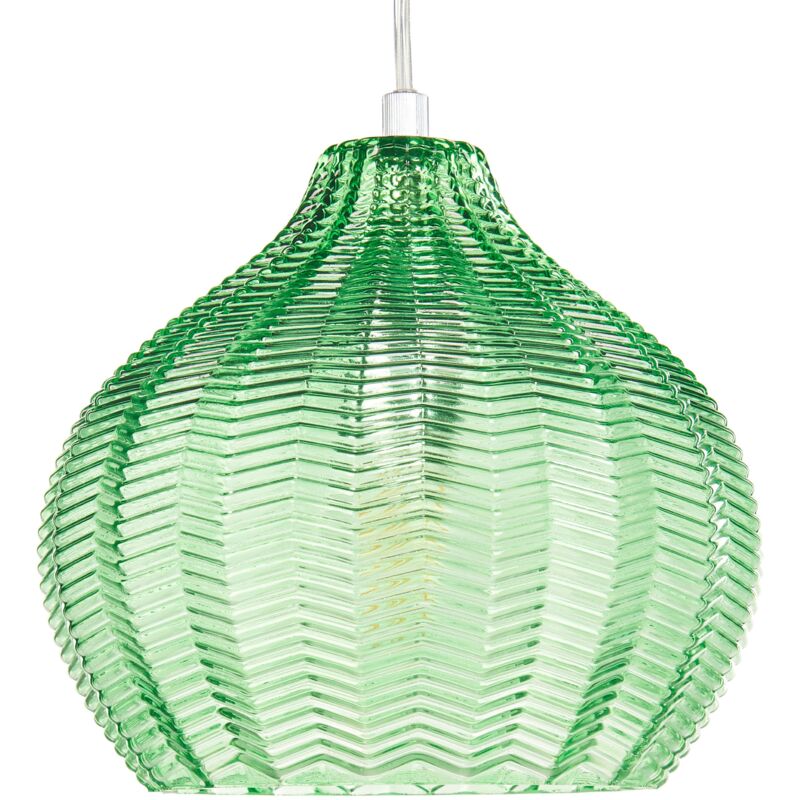 foto del prodotto lampadario a sospensione con paralume in vetro stile retro verde keila