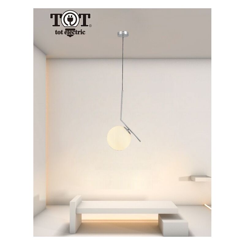 foto del prodotto lampadario a sospensione con sfera in vetro e27 argento design moderno minimal
