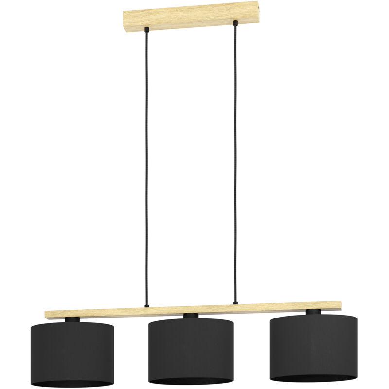 foto del prodotto lampadario a sospensione contemporaneo castralvo metallo nero legno 3 luci e27