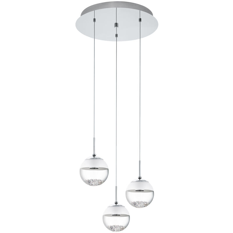 foto del prodotto lampadario a sospensione contemporaneo montefio 1 acciaio cromo 3 luci led 5w
