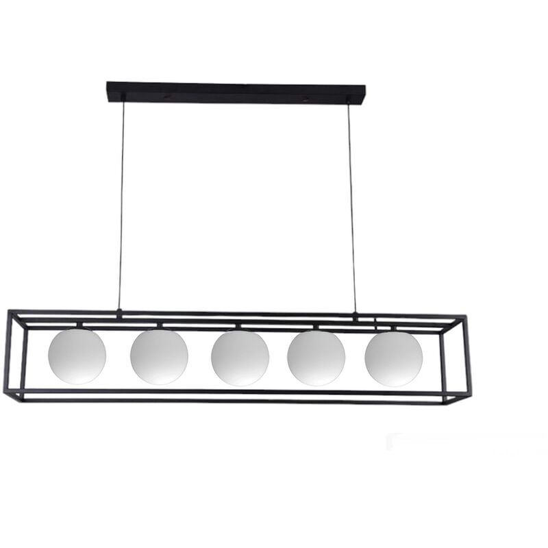 foto del prodotto lampadario a sospensione contemporaneo nero con 5 sfere in vetro per soggiorno camera da pranzo lampada da soffitto attacco g9