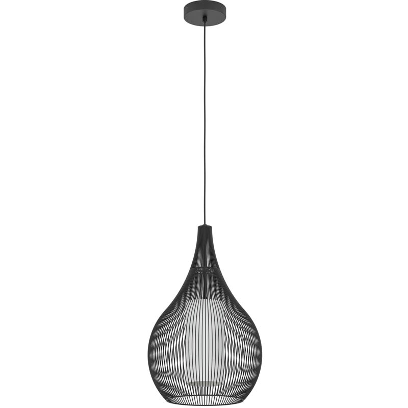 foto del prodotto lampadario a sospensione contemporaneo razoni 1 acciaio nero vetro 1 luce e27