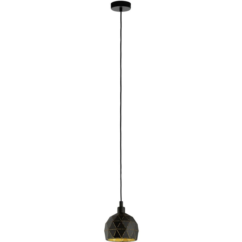 foto del prodotto lampadario a sospensione contemporaneo roccaforte acciaio nero oro 1 luce e14