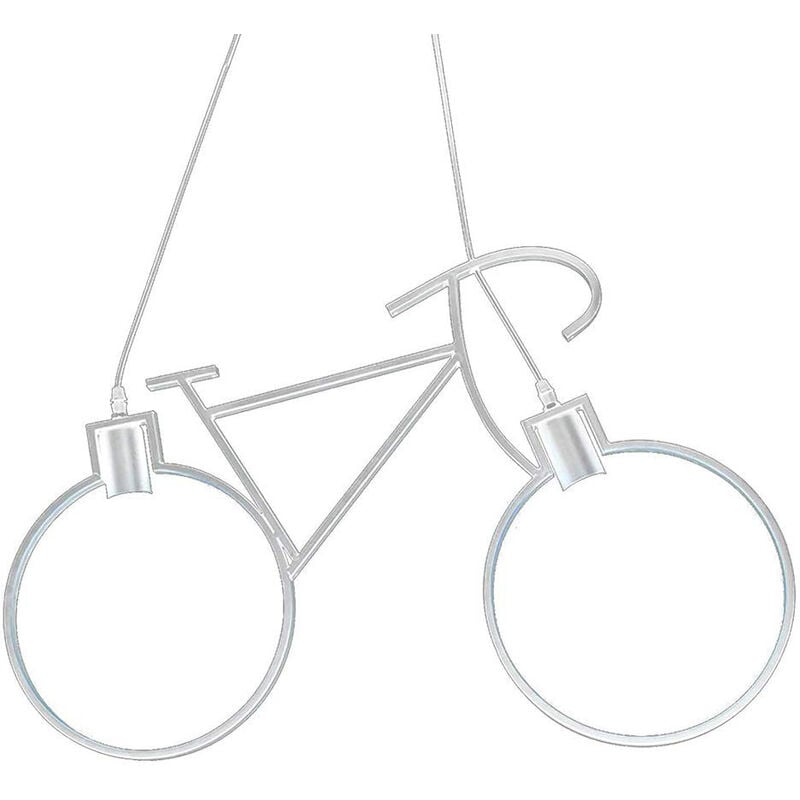 foto del prodotto lampadario a sospensione da soffitto con bicicletta vintage retr lampada con bici 2 attacchi e27 da soffitto bianco