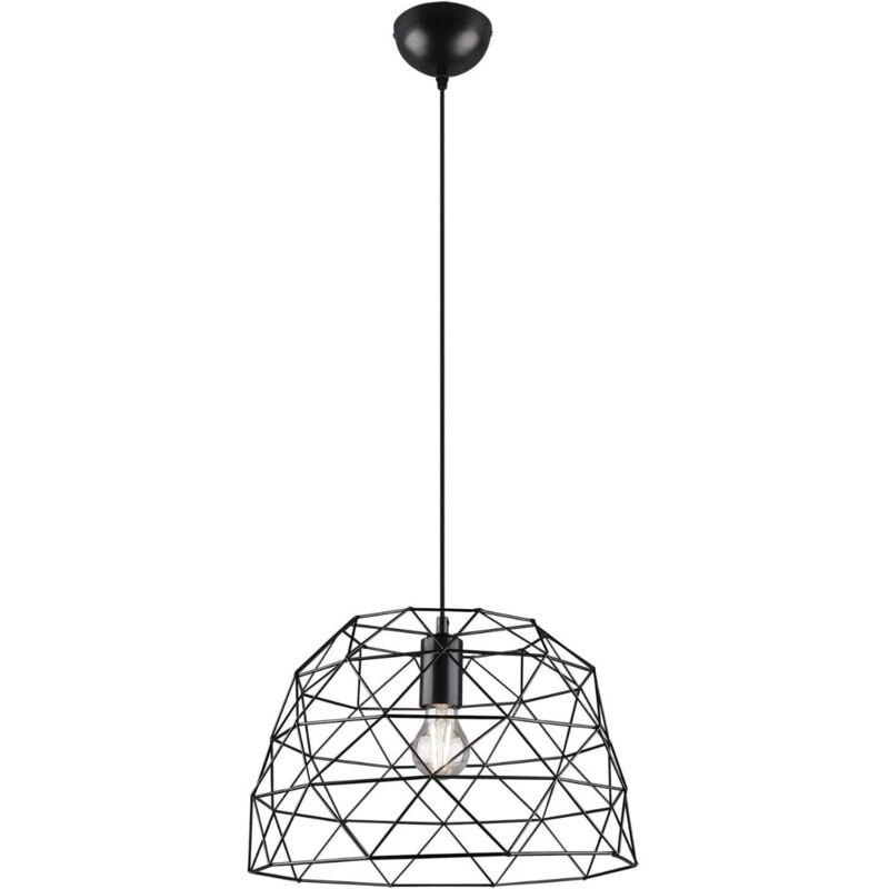 foto del prodotto lampadario a sospensione haval a gabbia in metallo nero e tessuto diametro 38cm reality leuchten