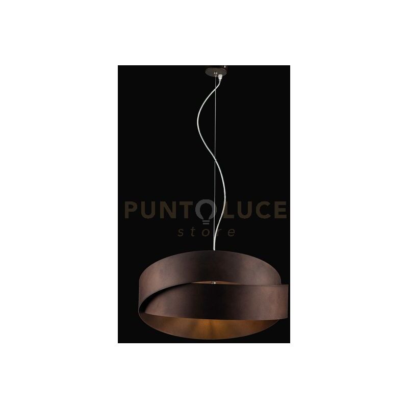 foto del prodotto lampadario a sospensione in ferro marrone grafite due luci 46x h22 cm