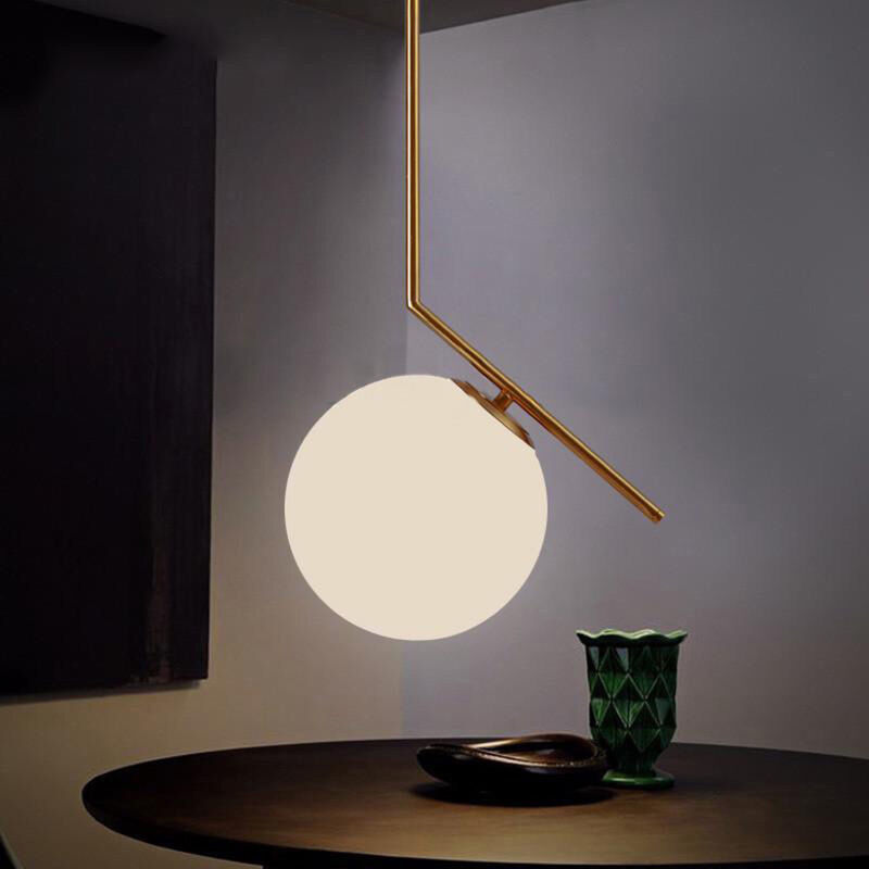 immagine 0 del prodotto lampadario a sospensione in metallo con sfera in vetro da 20 cm con attacco per lampadine a led g9