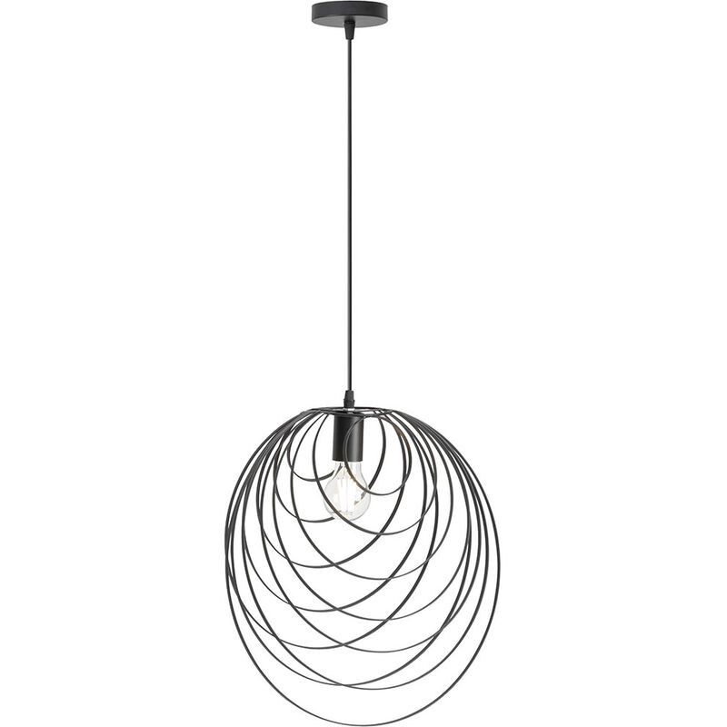foto del prodotto lampadario a sospensione in metallo nero attacco e27 lampada geometrica da soffitto decorativa