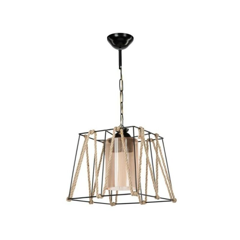 foto del prodotto lampadario a sospensione in metallo nero e corda 25x h55 cm effez