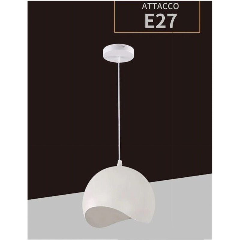 foto del prodotto lampadario a sospensione in metallo pendente forma di guscio d uovo luce e27 b93 bianco trade shop traesio