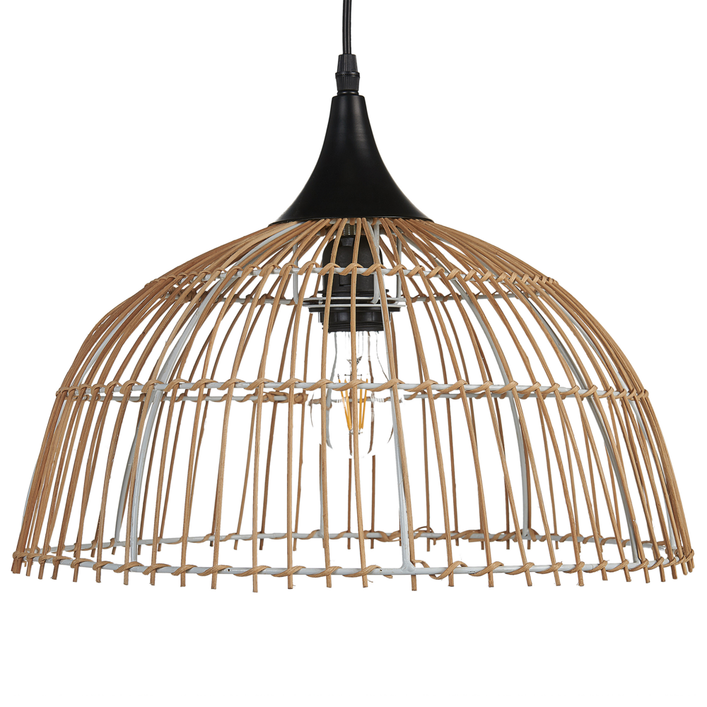 foto del prodotto lampadario a sospensione in rattan naturale di colore beige 123 cm