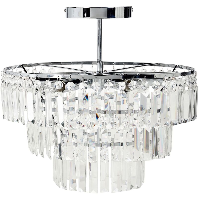 foto del prodotto lampadario a sospensione in stile glamour cristalli di vetro in metallo finitura cromata argento ameneiro