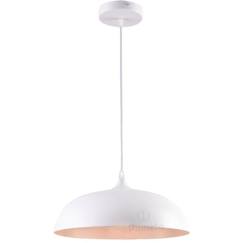 foto del prodotto lampadario a sospensione industriale a campana 35cm in metallo con attacco e27 vintage per salotto cucina nero bianco bianco